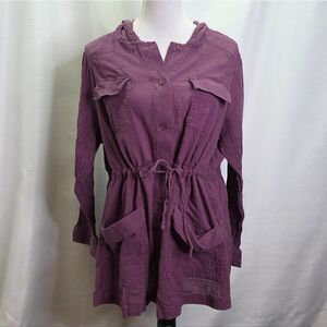 Torrid Purple Gauze Embroidered Lightweight Thin Anorak Top Size 2X